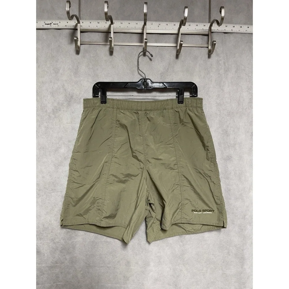 VTG Polo Sport Ralph Lauren Shorts Men M Green Nylon Utility Hybrid Lightweight